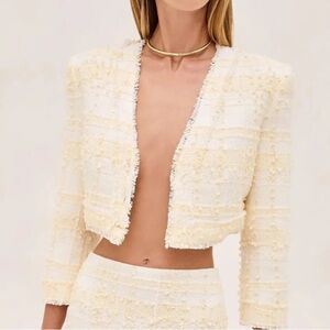 Cropped Tweed Jacket & matching crop shirt Set in Cream